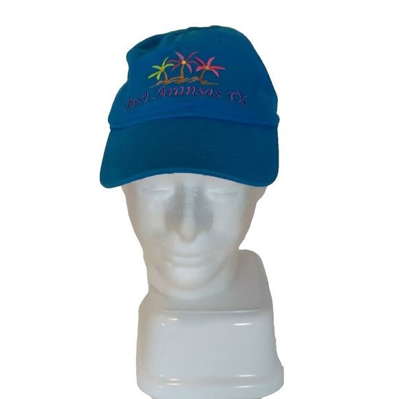 Port Aransas Texas Mens Blue Palm Tree Baseball Cap Strapback Hat by Jacobson - Picture 1 of 6
